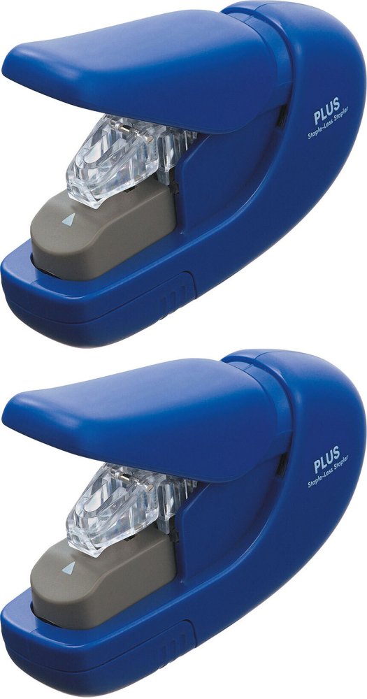 2x Zszywacz bezzszywkowy Plus Staple Free, do 6 kartek, niebieski