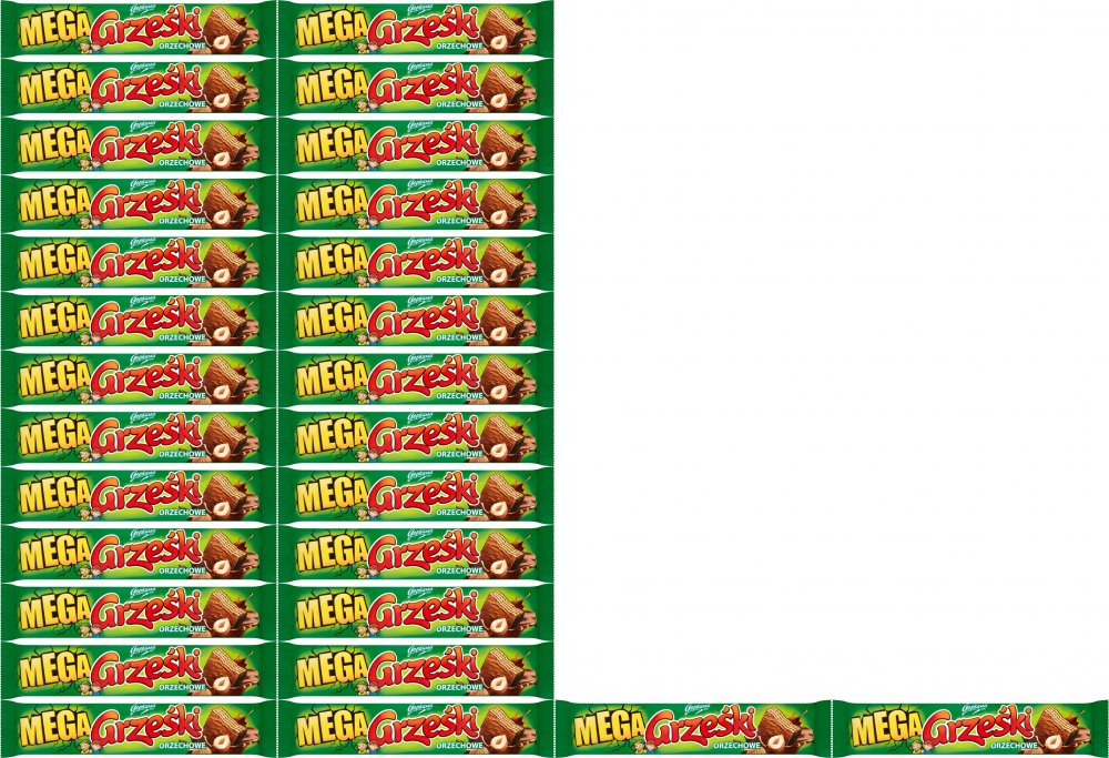 64x Wafelki Grześki Mega, w czekoladzie, orzechowy, 48g