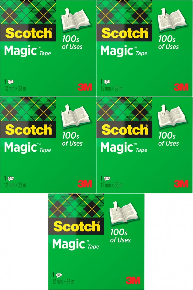 5x Taśma klejąca Scotch Magic, 12mmx33m, 1 sztuka, przezroczysty