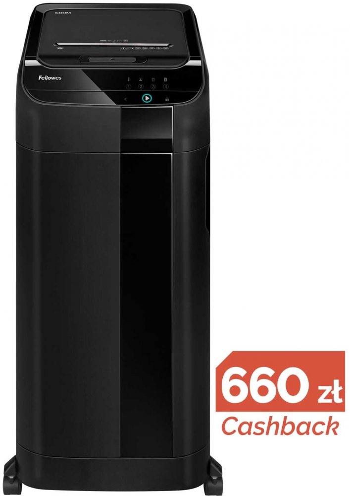 Niszczarka automatyczna Fellowes AutoMax 600M, miniścinek 2x12mm, 600 kartek, P-5/T-5 DIN, czarny