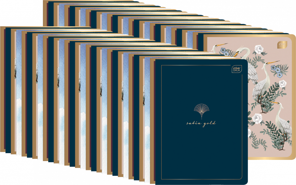 100x Zeszyt w kratkę Interdruk Metallic Satin Gold, A5, 60 kartek, mix wzorów