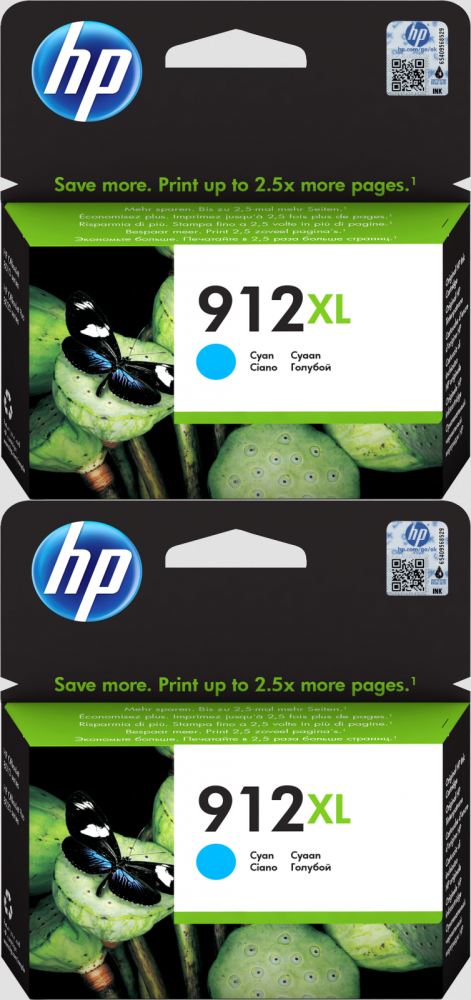 2x Tusz HP 912XL (3YL81AE), 825 stron, cyan (błękitny)