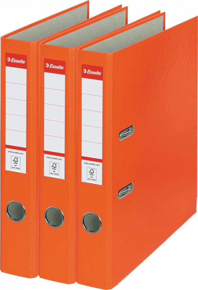 3x Segregator A4 Esselte, 50mm, do 350 kartek, ekonomiczny, pomarańczowy