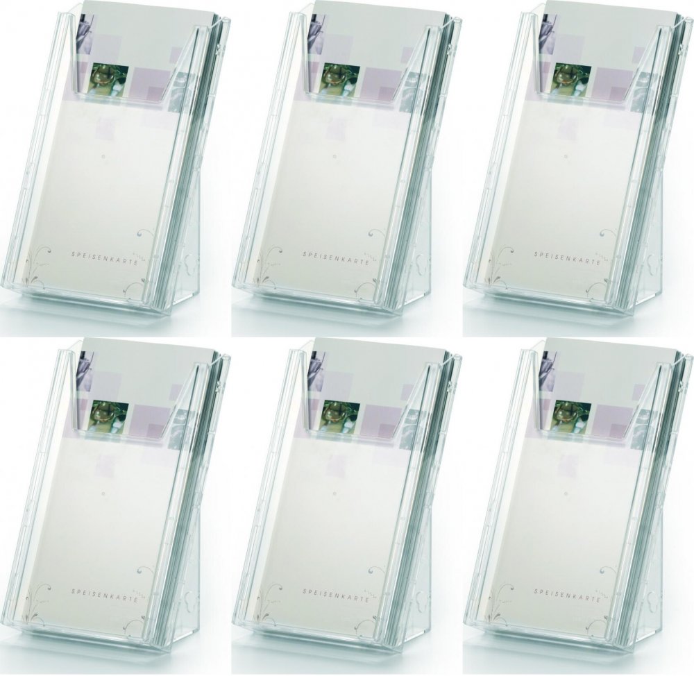 6x Stojak na prospekty Durable Combiboxx, 1/3 A4, 1 kieszeń, przezroczysty