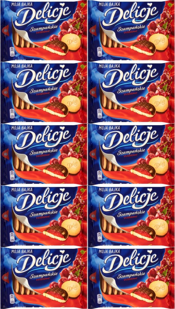 10x Ciastka Delicje szampańskie Mondelez, wiśniowy, 294g