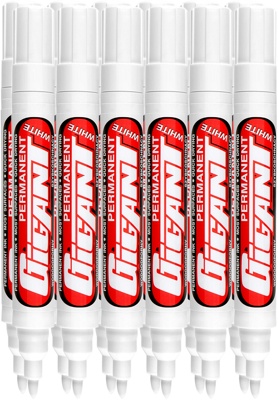 12x Marker permanentny Kamet, Gigant Permanent, okrągła, 5mm, biały