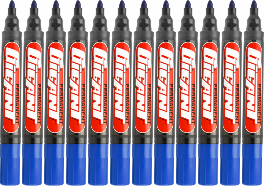 12x Marker permanentny Kamet, Gigant, okrągła, 5.2mm niebieski