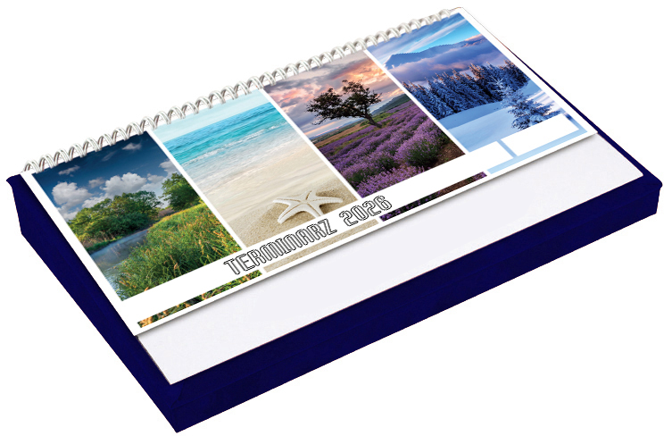 Kalendarz 2026 na biurko z piórnikiem Udziałowiec, 195x300mm, tygodniowy, granatowy