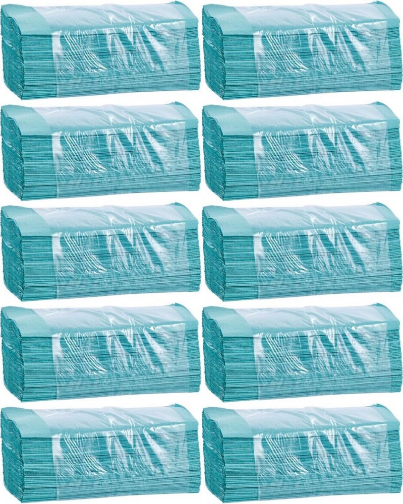 10x Ręcznik papierowy Merida, jednowarstwowy, w składce V, 200 składek, zielony