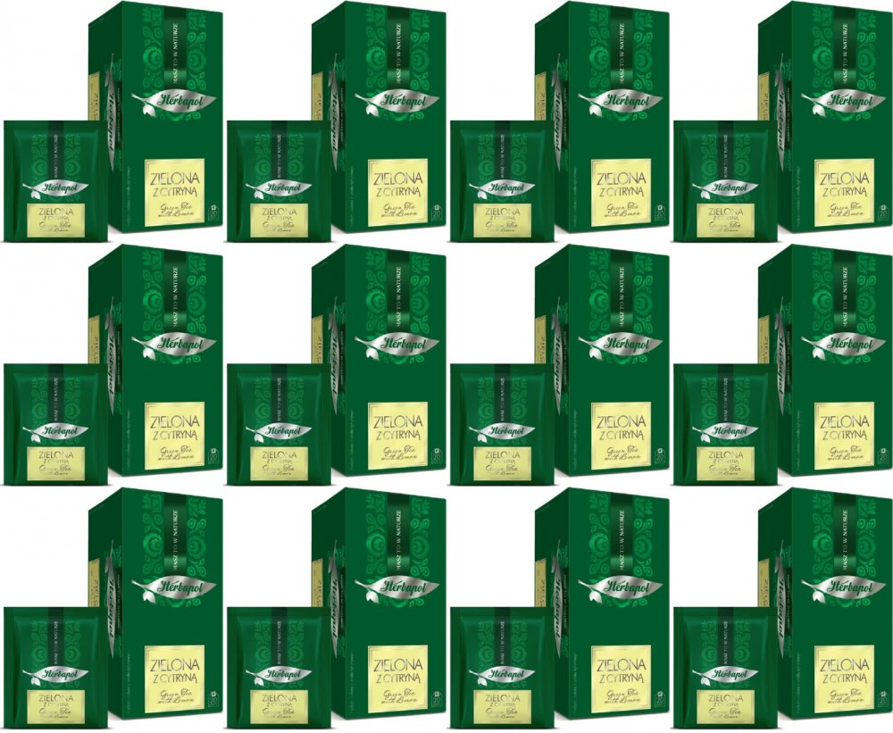 12x Herbata zielona w kopertach Herbapol Breakfast, z cytryną, 20 sztuk x 2g