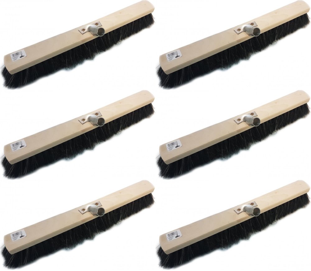 6x Szczotka do zamiatania, z metalowym uchwytem, 50cm, brązowy, końcówka