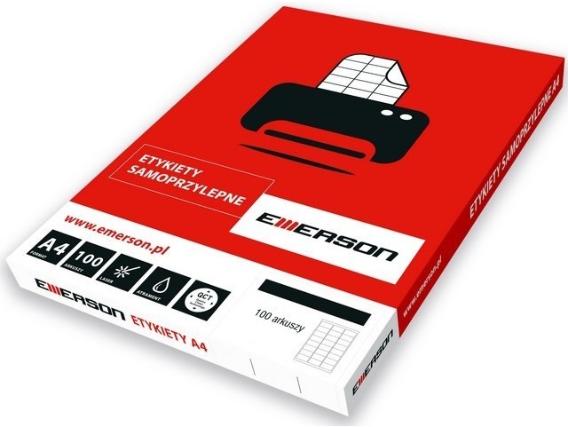Etykiety samoprzylepne Emerson, A4, 70x36mm, biały