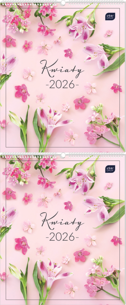 2x Kalendarz ścienny 2026, Interdruk, planszowy, 33.5x40cm, miesięczny, Kwiaty