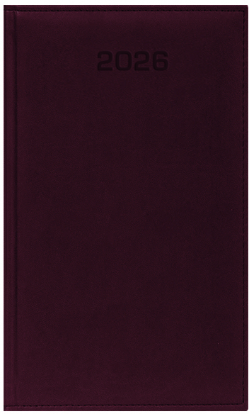 Kalendarz książkowy 2026, kieszonkowy, Udziałowiec, Lux, 92x155mm, tygodniowy, bordowy