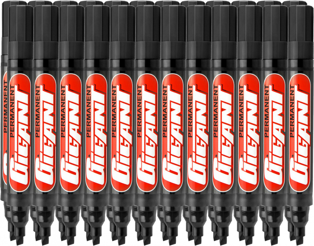 24x Marker permanentny Kamet, Gigant, ścięta, 5.5mm czarny
