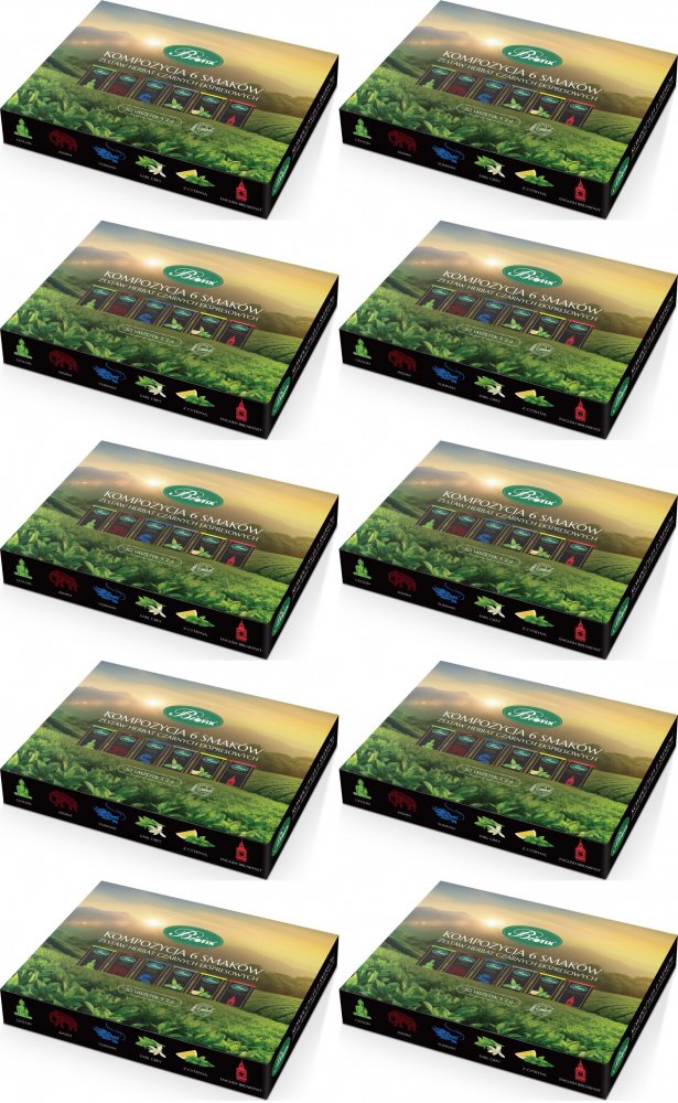 10x Zestaw herbat czarnych w kopertach BiFix Kompozycja 6 smaków, 30 sztuk x 2g