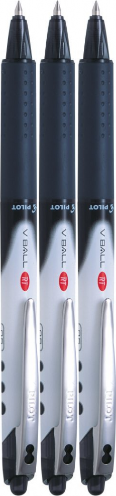 3x Pióro kulkowe automatyczne Pilot, V Ball RT, 0.5mm, czarny