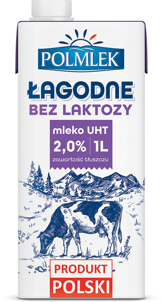 Mleko UHT Łagodne, bez laktozy, 2%, 1l