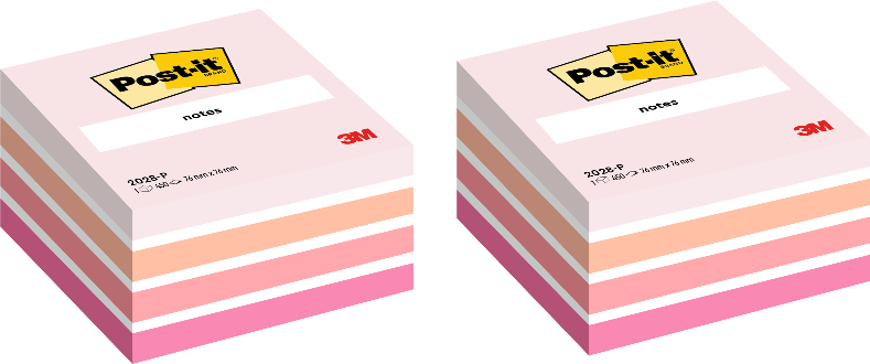2x Karteczki samoprzylepne Post-it, 76x76mm, 450 karteczek, różowy pastelowy