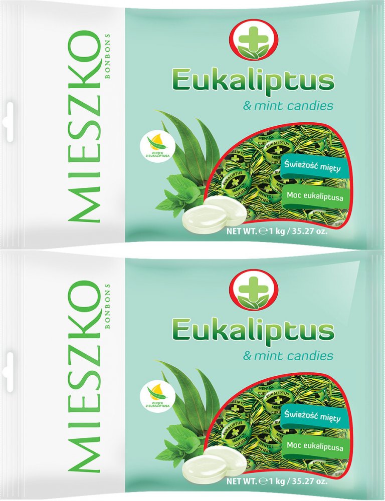 2x Cukierki Mieszko Eukaliptus, eukaliptusowo-miętowy, 1kg