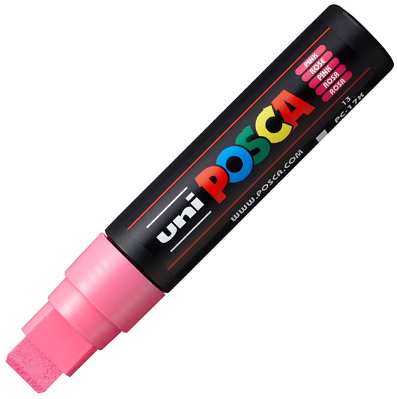 Marker Posca PC-17K, z farbą plakatową, ścięta, 15mm, różowy