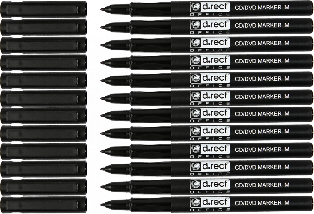 12x Marker do płyt CD i DVD D.Rect, okrągła, 1mm, czarny