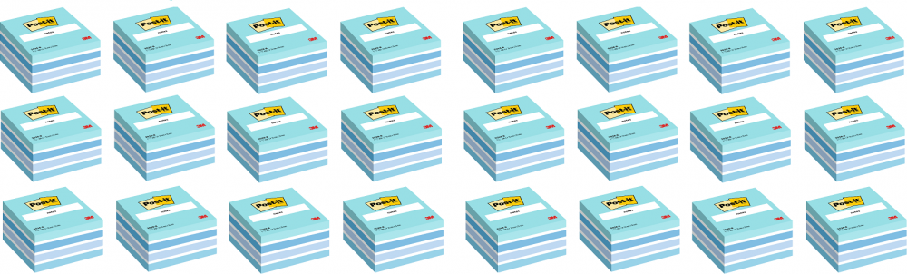 24x Karteczki samoprzylepne Post-it, 76x76mm, 450 karteczek, niebieski pastelowy