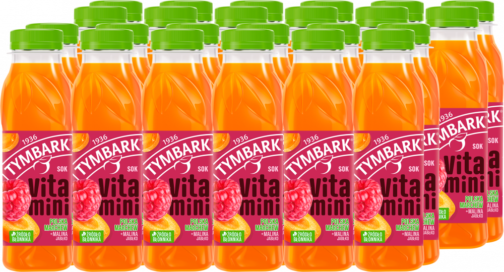 24x Sok Vitamini Tymbark, malina-marchew-jabłko, butelka PET, 0.3l