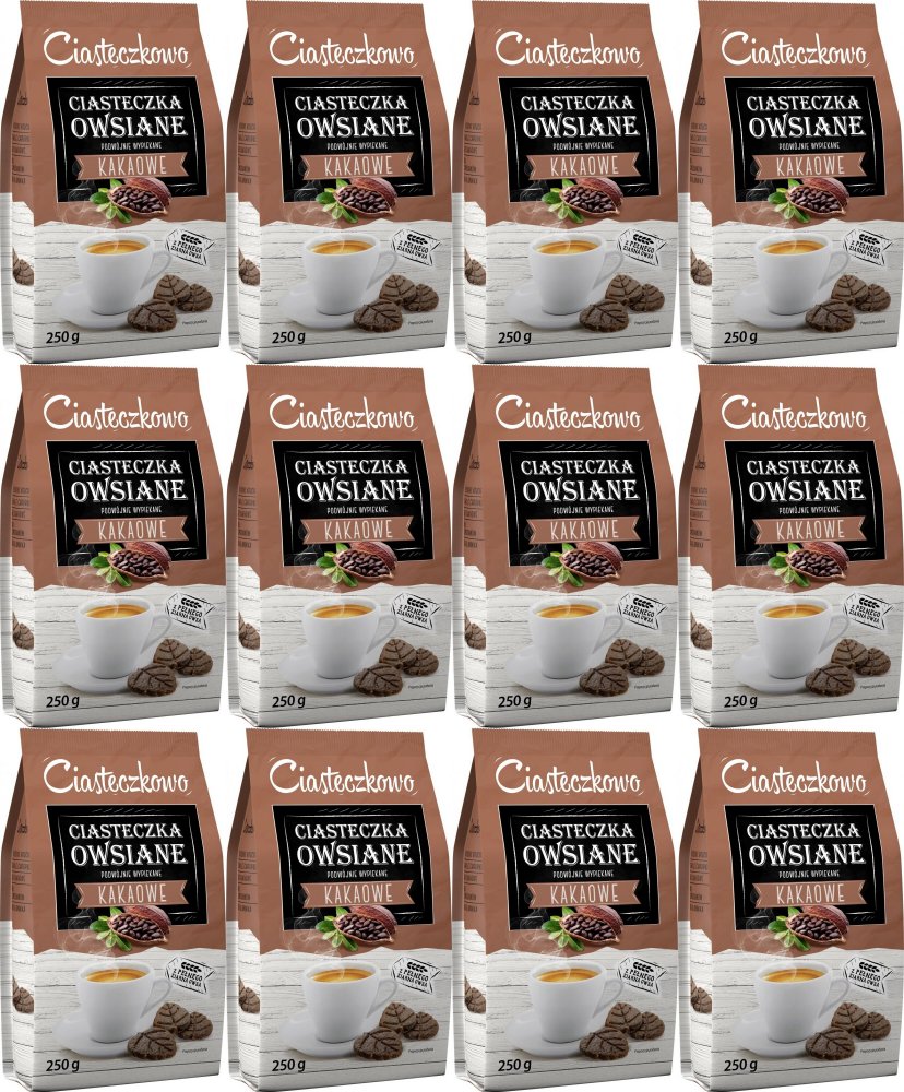 12x Ciasteczka owsiane Sante Ciasteczkowo, kakaowy, 250g