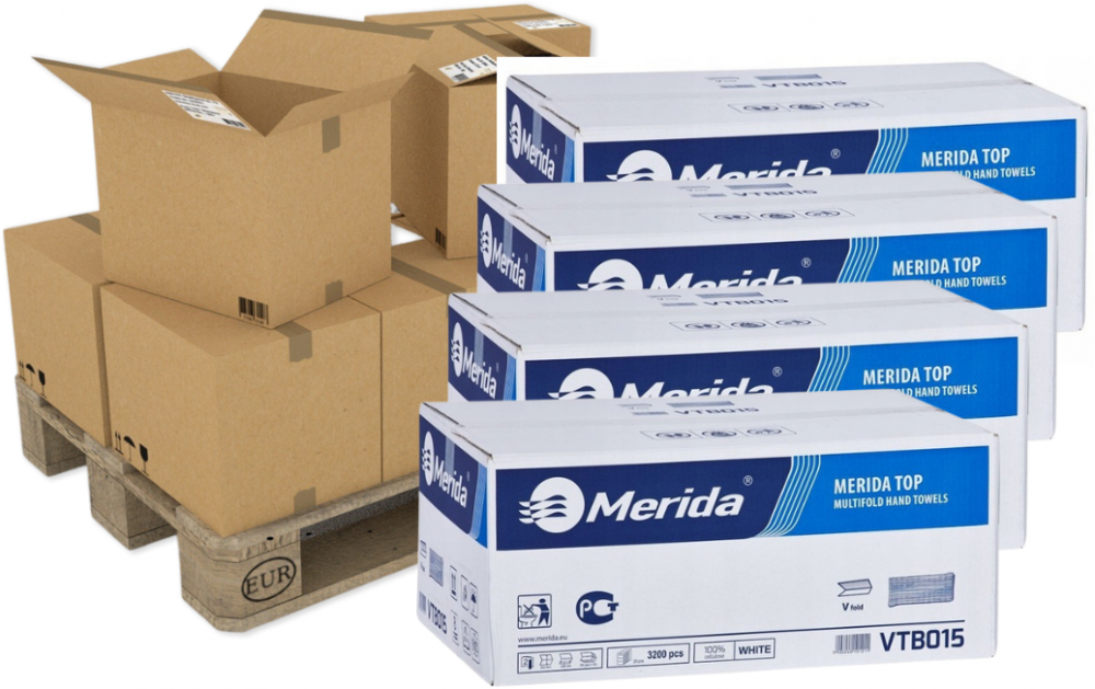 24x Ręcznik papierowy Merida, dwuwarstwowy, w składce V, 20x160 składek, biały