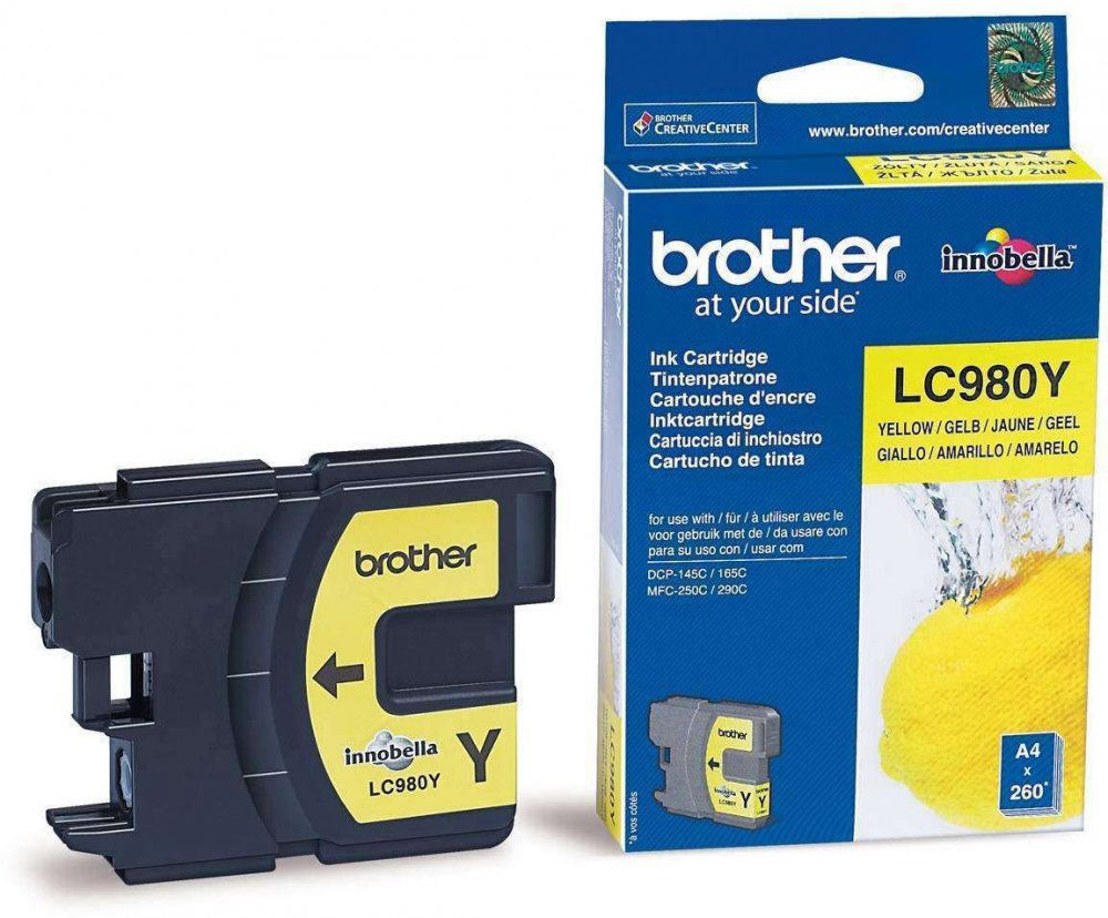 Tusz Brother (LC980Y), 260 stron, yellow (żółty)