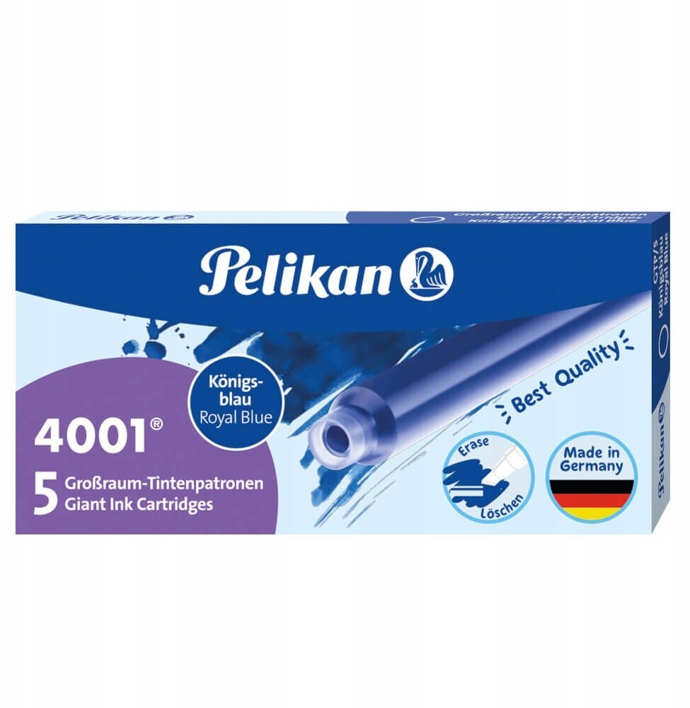 Naboje atramentowe długie Pelikan 4001, 5 sztuk, niebieski