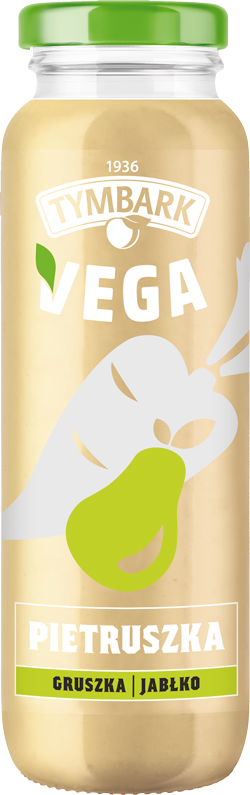 Sok warzywno-owocowy Tymbark Vega, pietruszka/gruszka/jabłko, bez cukru, butelka szklana, 0.25l