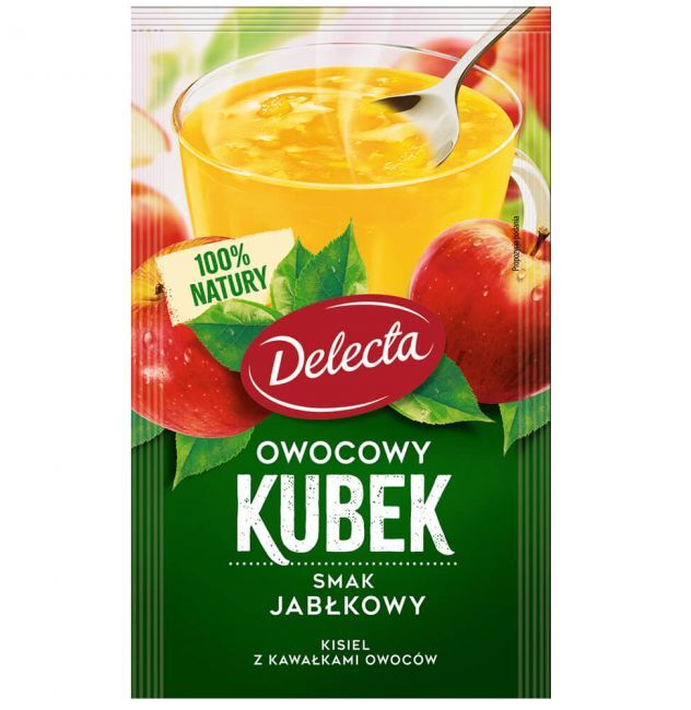 Kisiel Delecta Owocowy Kubek z kawałkami owoców, jabłkowy, 30g
