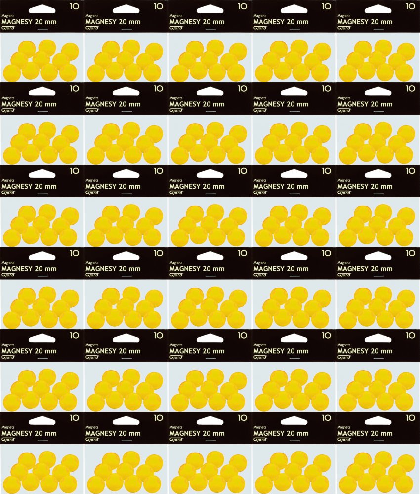 60x Magnesy Grand, 20mm, 10 sztuk, żółty