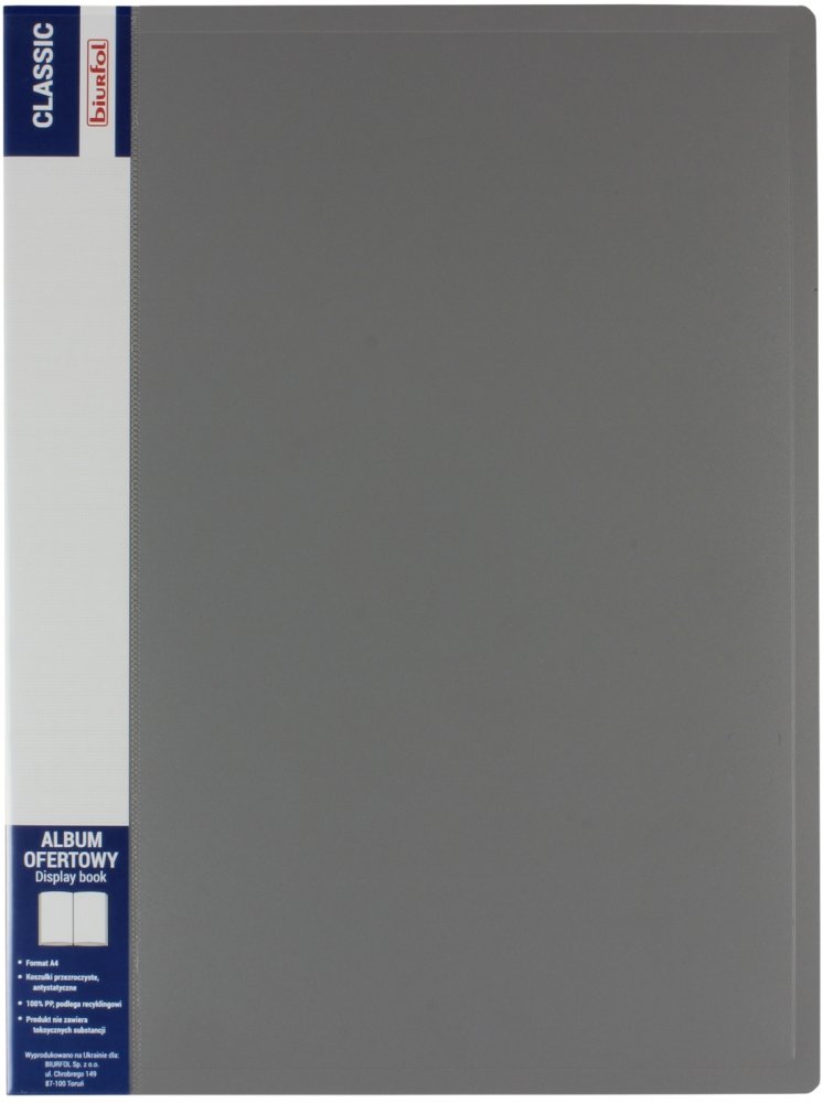 Album ofertowy Biurfol Classic, A4, 60 koszulek, szary