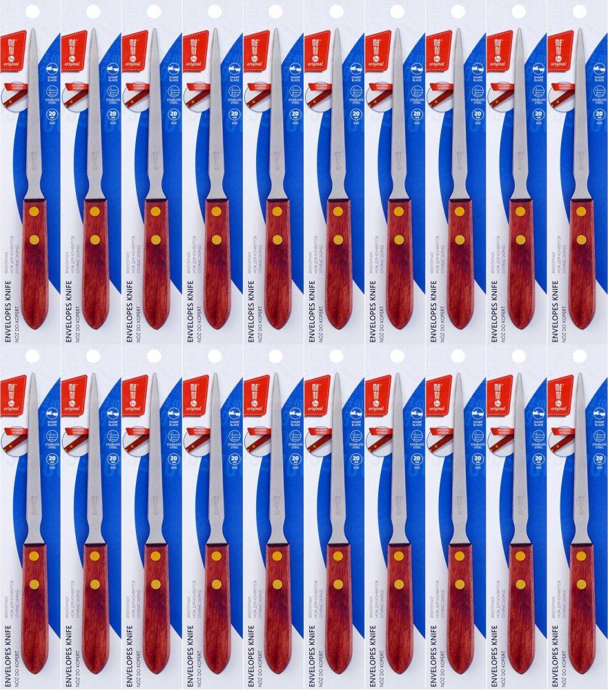 20x Nóż do kopert MemoBe, 20cm, z drewnianym uchwytem, brązowy