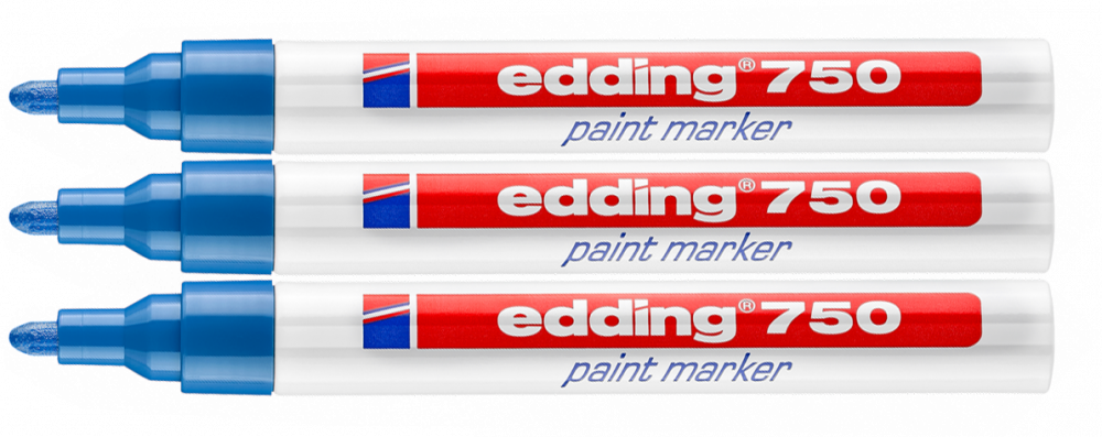 3x Marker olejowy edding 750, okrągła, 4mm niebieski