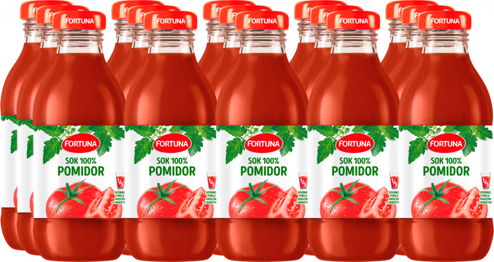 15x sok pomidorowy Fortuna, butelka szklana, 0.3l