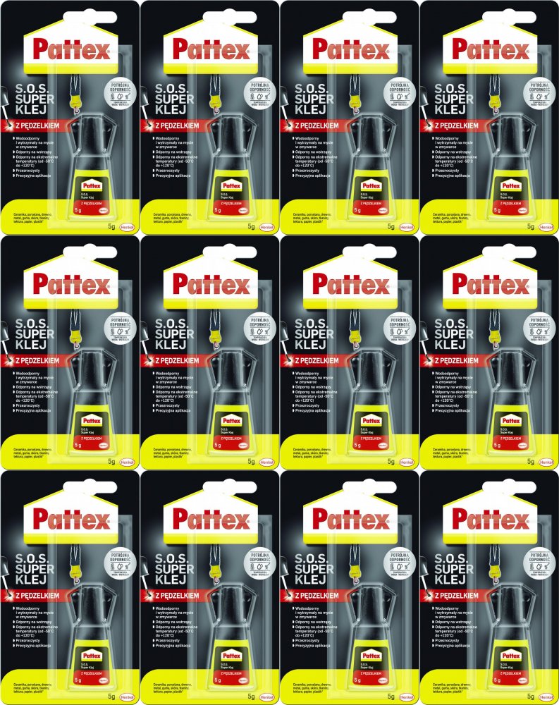 12x Klej z pędzelkiem Pattex S.O.S. Super Klej, 5g