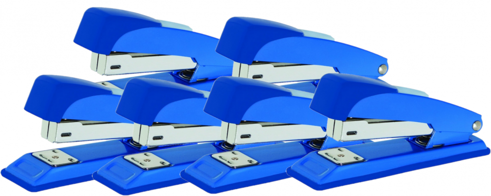 6x zszywacz biurowy Office Products, do 30 kartek, metal, niebieski