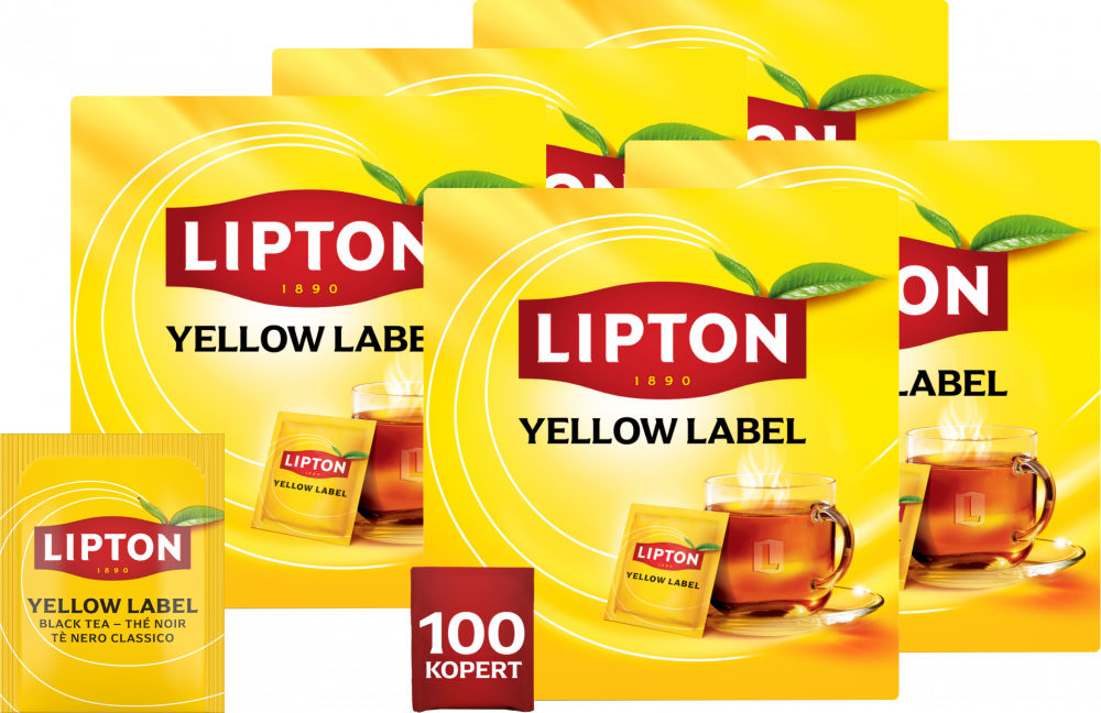 5x Herbata czarna w kopertach Lipton Yellow Label, 100 sztuk x 1.8g