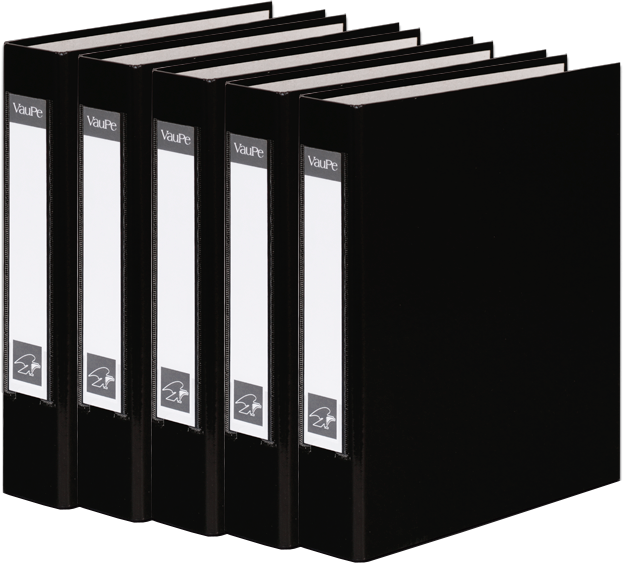 5x Segregator ringowy Vaupe, A5, szerokość grzbietu 40mm, 2 ringi, czarny