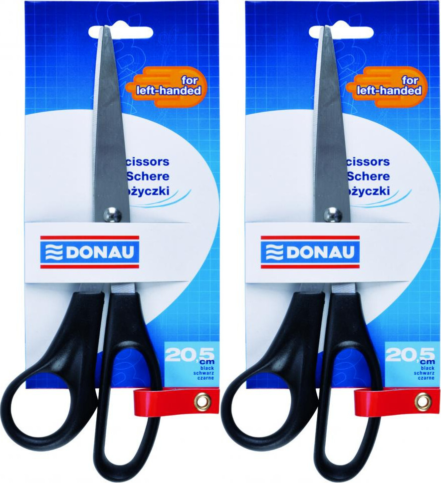 2x Nożyczki biurowe Donau, dla leworęcznych, 20.5cm, czarny
