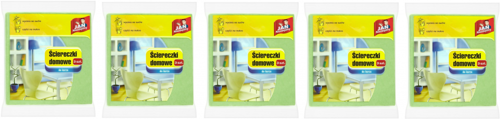 5x ściereczki domowe Jan Niezbędny, do kurzu, 38x40cm, 3 sztuki, mix kolorów
