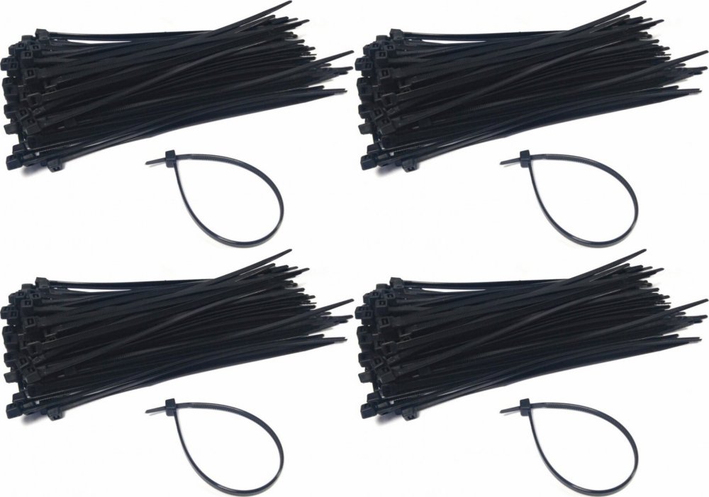 4x Opaska kablowa Erko, 7.6x400mm, 100 sztuk, czarny