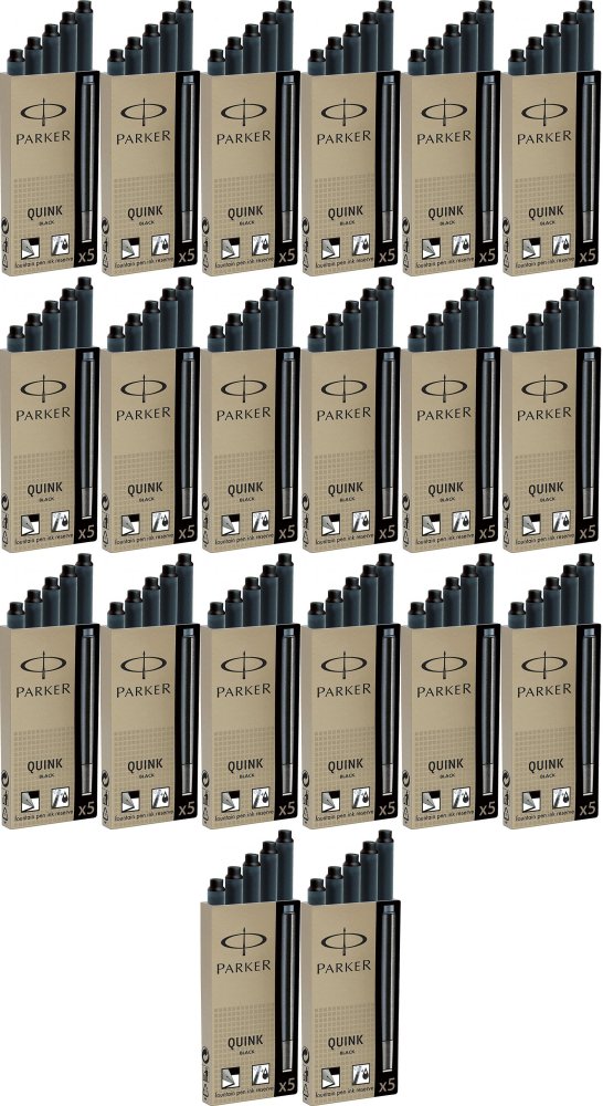 20x Naboje do pióra wiecznego Parker, długie, 5 sztuk, czarny