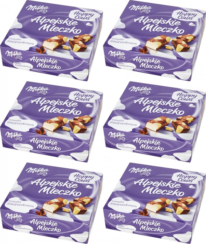 6x Bombonierka Alpejskie mleczko Milka, łaciate, 330g