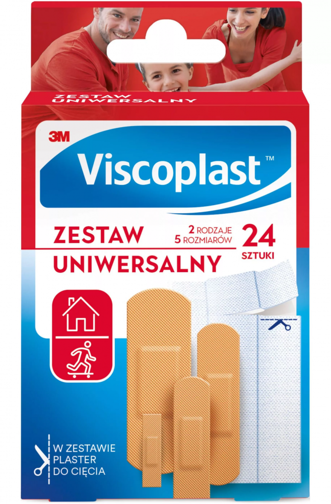 Zestaw plastrów uniwersalnych Viscoplast, 24 sztuki, mix rozmiarów