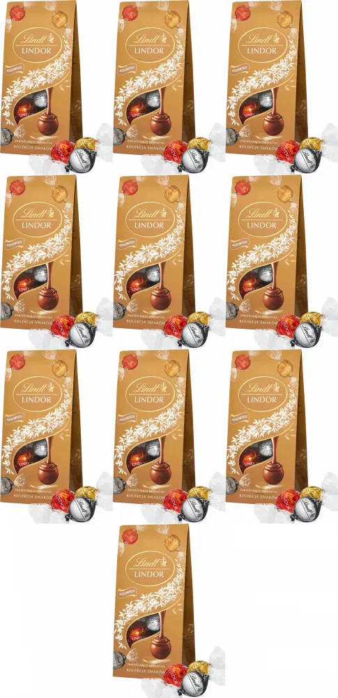 10x Praliny Lindt Lindor Assorted, czekoladowy z nadzieniem, 100g